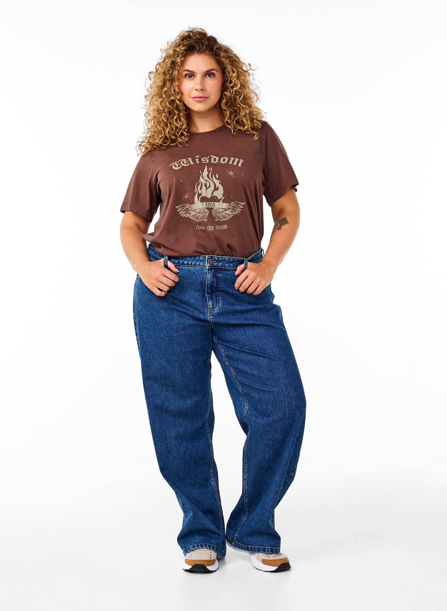 ZizziJeans med vida ben och h&ouml;g midja, Bl&aring;, Model image number 0