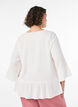 Blus med struktur, v-ringning och volanger, Vanilla, Model image number 2