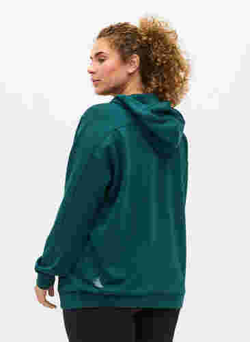 Sweatshirt med lös passform och huva, Deep Teal, Model image number 1