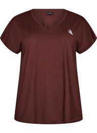 Tr&auml;nings t-shirt med v-ringning och l&ouml;s passform, Brun