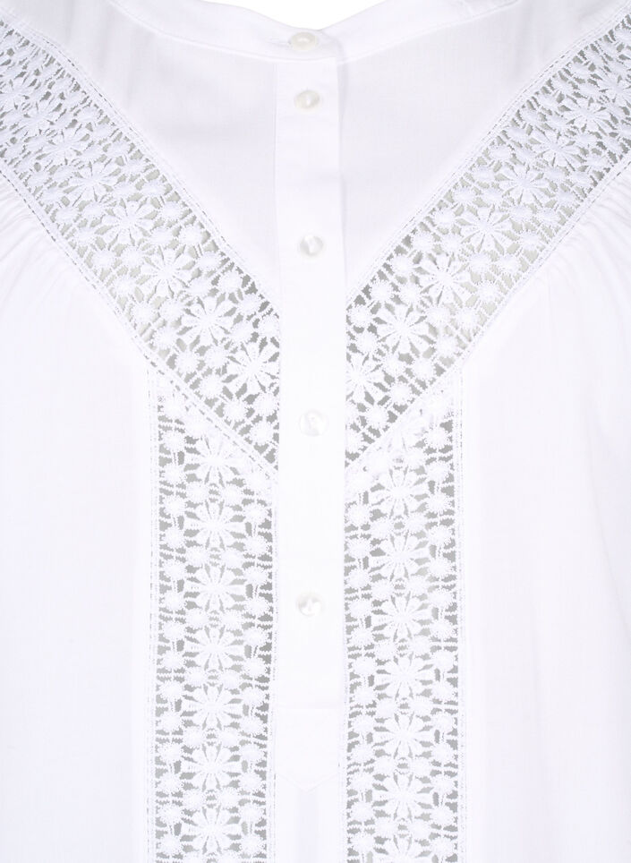 Blus i viskos med spetskant, Bright White, Packshot image number 2