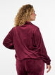 Cardigan i velour med dragkedja och h&ouml;g krage, M&ouml;rk Bordeaux, Model image number 2