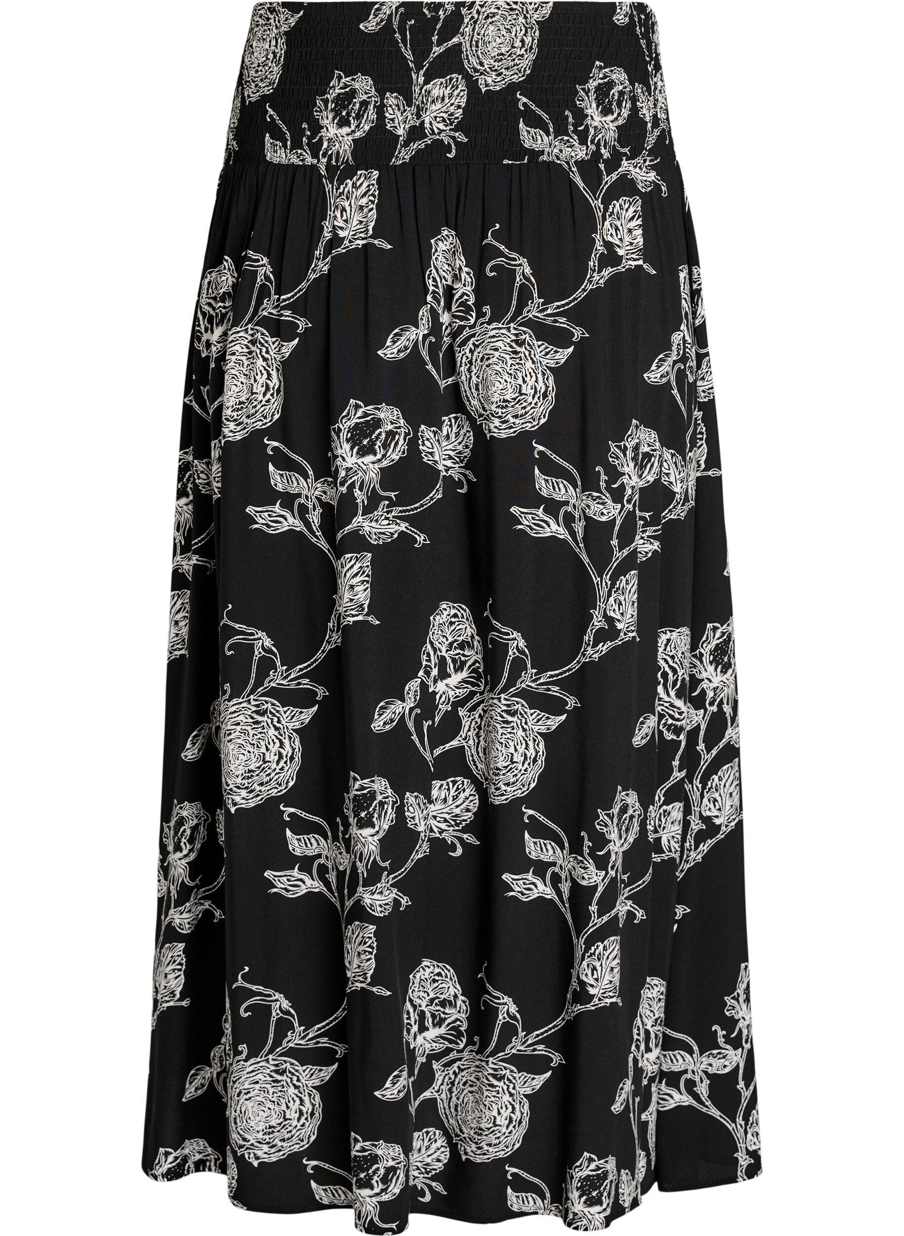ZizziMaxikjol i viskos med smock, Svart, Packshot image number 1