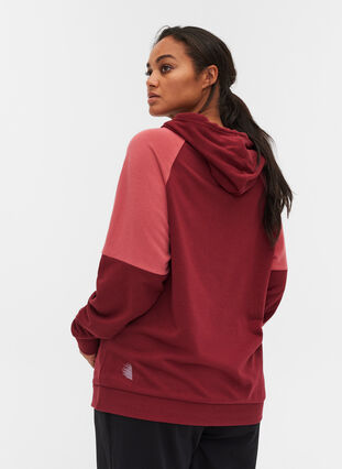 Sweatshirt med huva och ficka, Pomegranate, Model image number 1