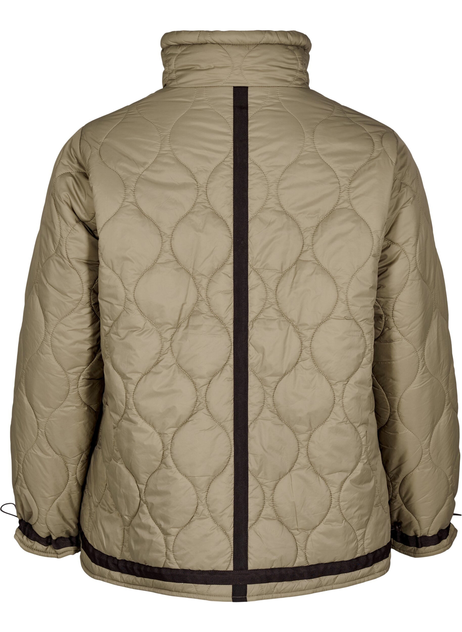 Zizzi Kort quiltad jacka med kontrastdetaljer, Beige, Packshot image number 1