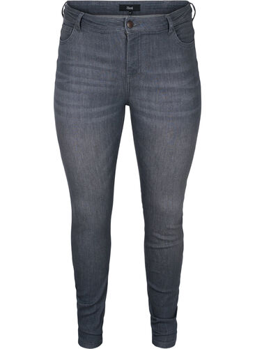 Amy jeans med hög midja och push up, Grey Denim, Packshot image number 0
