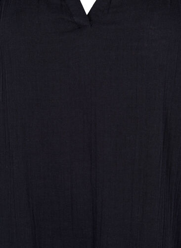 Midiklänning med korta ärmar i bomull, Black, Packshot image number 2