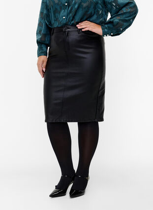 Coated kjol med slits, Black, Model image number 2