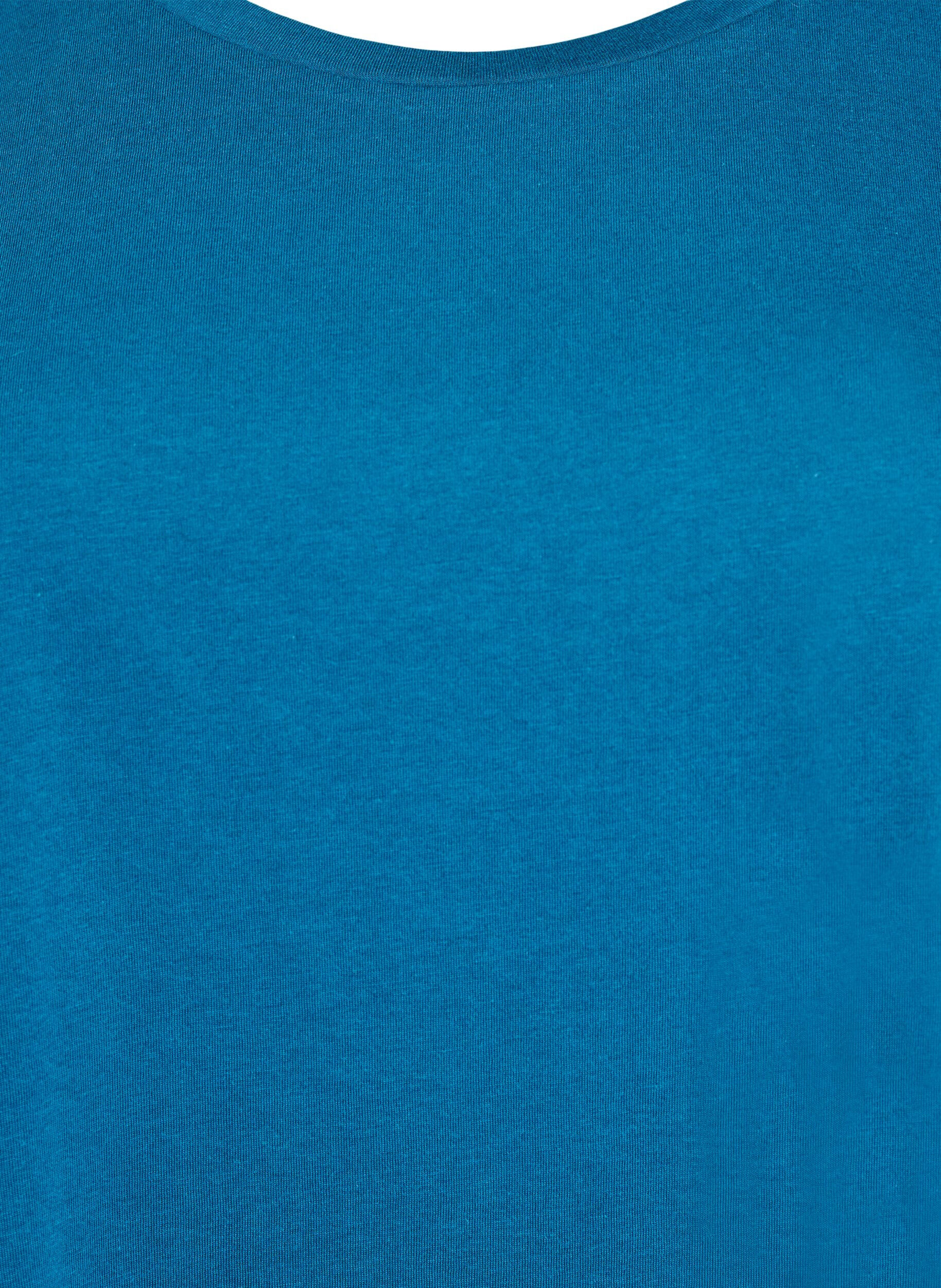 ZizziKort&auml;rmad t-shirt i bomullsmix, Bl&aring;, Packshot image number 2