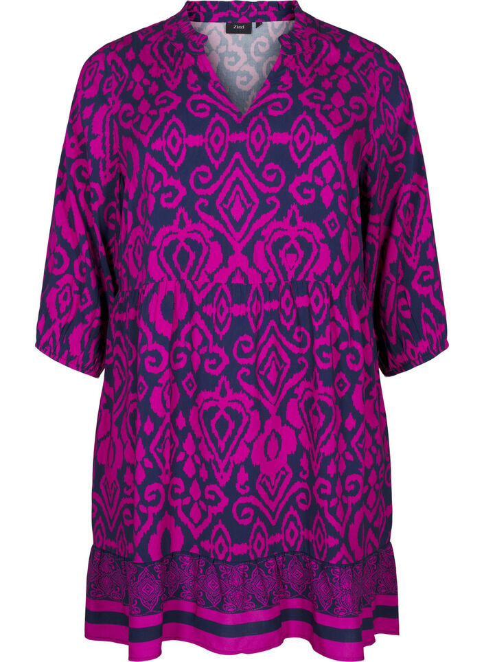 Kort A-linjeformad klänning med tryck, Night Sky AOP, Packshot image number 0