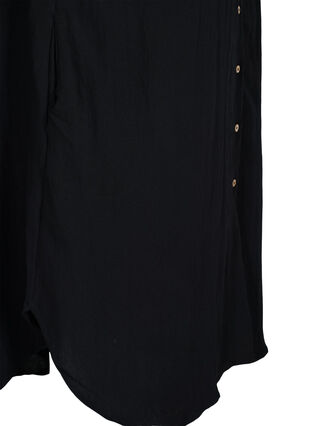Lång enfärgad viskosskjorta med 3/4-ärmar, Black, Packshot image number 3