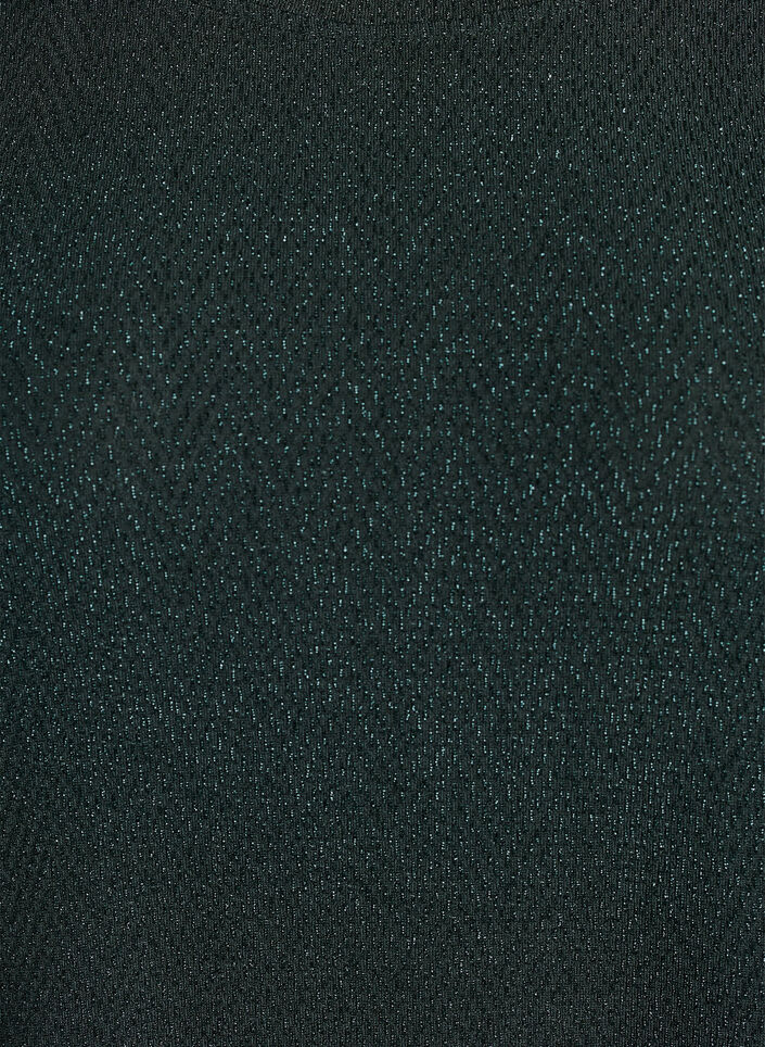 Blus med fiskbensmönster och glittertråd, Grön, Packshot image number 2