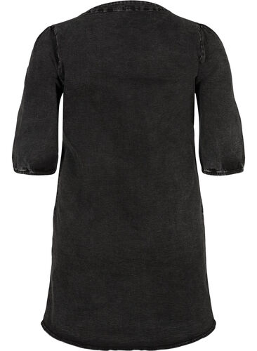Kortärmad jeansklänning med blixtlås, Grey Denim ASS, Packshot image number 1
