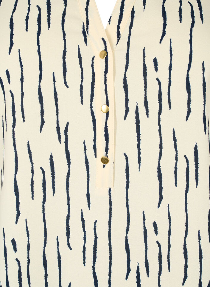 Blus med 3/4 ärmar och tryck, Off White Stripe, Packshot image number 2