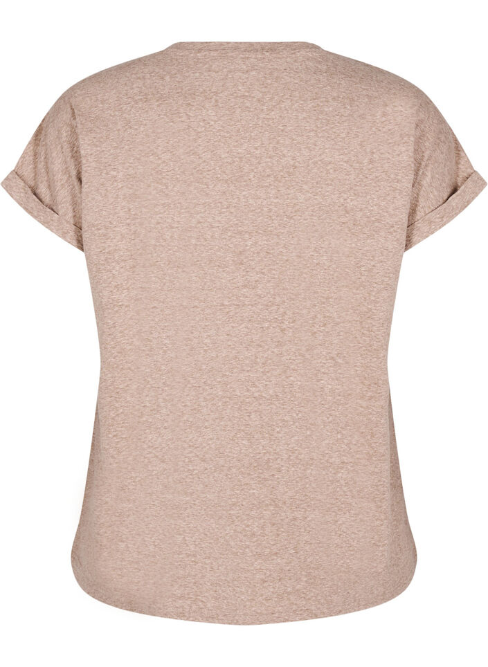 Melerad t-shirt med korta ärmar, Brun, Packshot image number 1