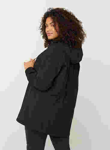 Kort softshell jacka med luva, Black, Model image number 2
