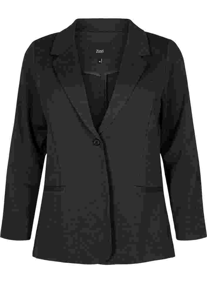 Enkel blazer med knapp, Dark Grey Melange, Packshot image number 0