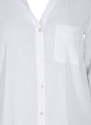 Blus med 3/4-ärmar och knappar, White, Packshot image number 2