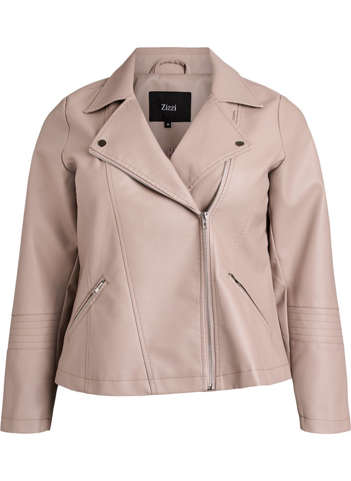 Bikerjacka i l&auml;derimitation, Beige, Packshot image number 0