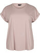 Kort&auml;rmad t-shirt i bomullsblandning, Rosa, Packshot image number 0