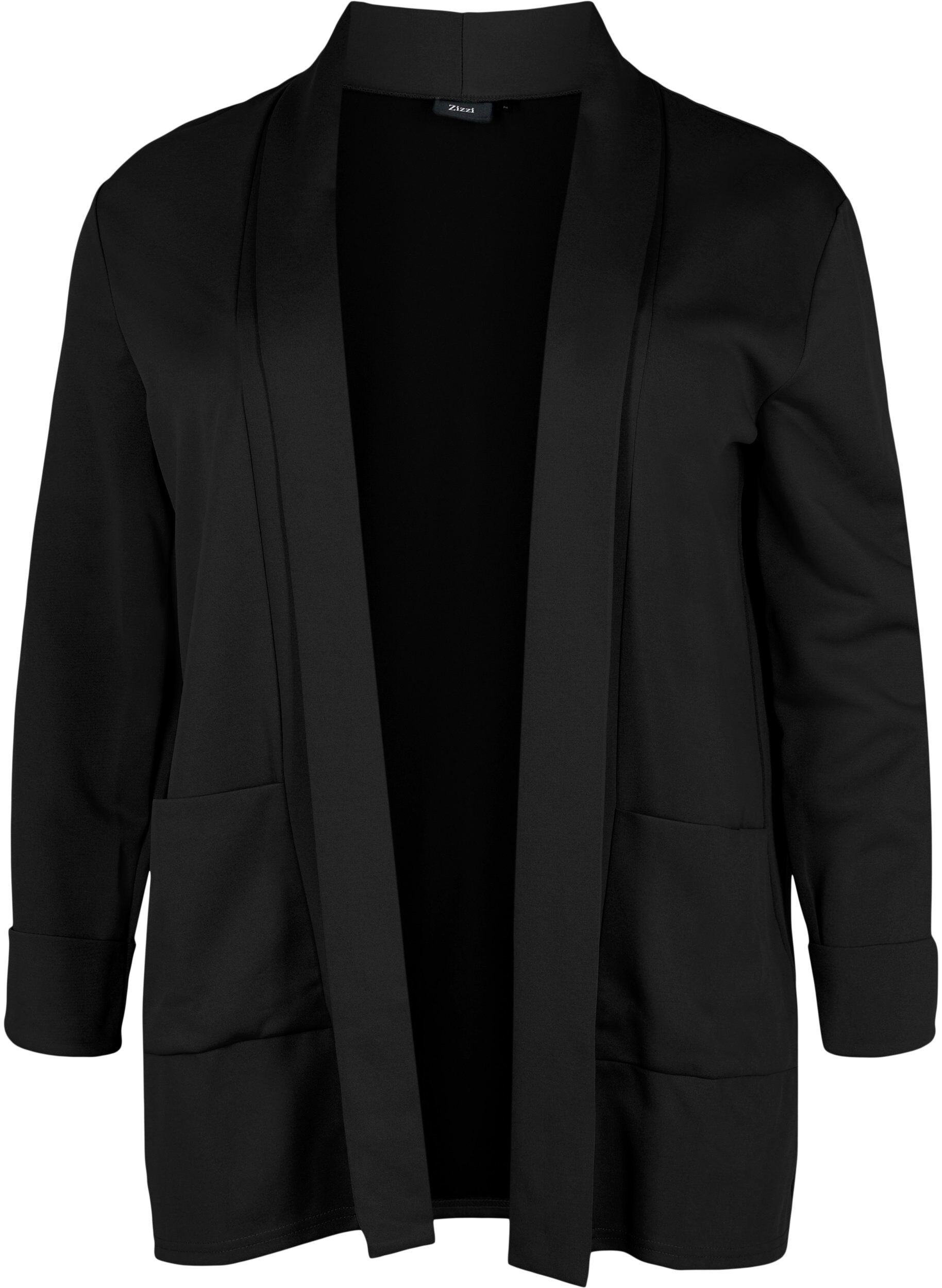 Zizzi &Ouml;ppen blazer med 3/4-&auml;rmar, Black, Packshot image number 0