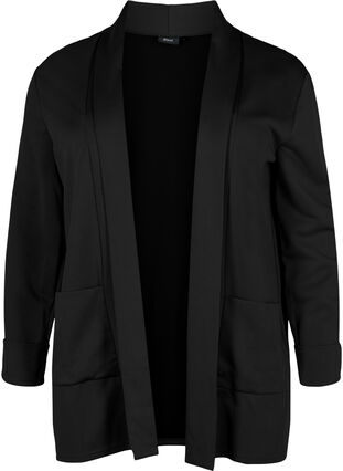 Öppen blazer med 3/4-ärmar, Black, Packshot image number 0