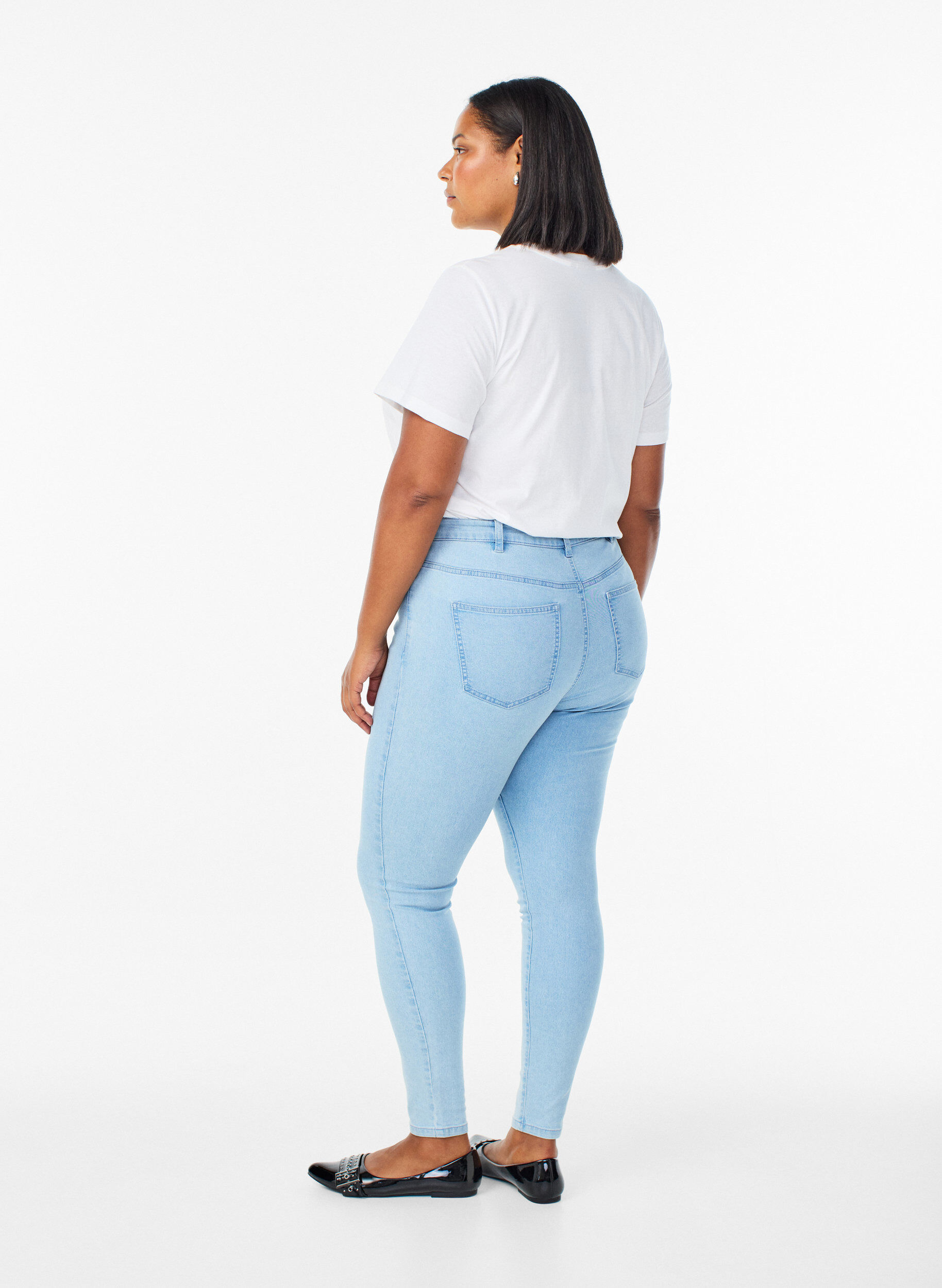 ZizziAmy jeans med h&ouml;g midja och supersmal passform, Bl&aring;, Model image number 1
