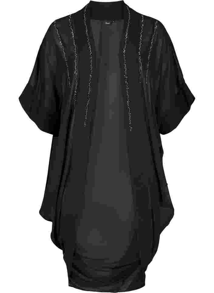 Kimono med 3/4 ärmar och pärlor, Black, Packshot image number 0