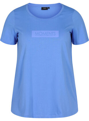 T-shirt i bomull med tryck, Ultramarine TEXT, Packshot image number 0