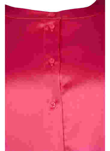 Lång skinande skjorta med slits, Pink Flambé, Packshot image number 2