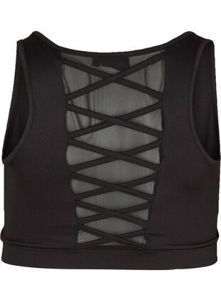 Sport-bh med mesh och korsad rygg, Black, Packshot image number 1