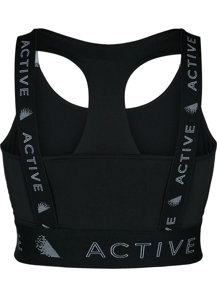 Sport-bh med texttryck, Black, Packshot image number 1