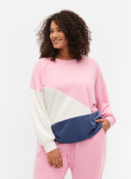 Sweatshirt med colour-block, C. Pink C. Blocking, Model