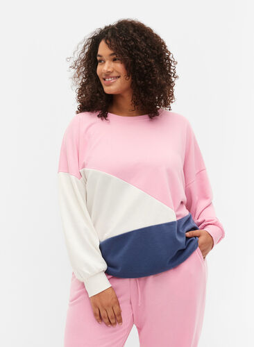 Sweatshirt med colour-block, C. Pink C. Blocking, Model image number 0
