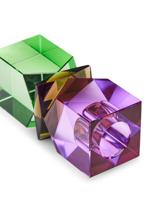 Ljusstake i kristallglas, Violet/Mint Comb, Packshot image number 1