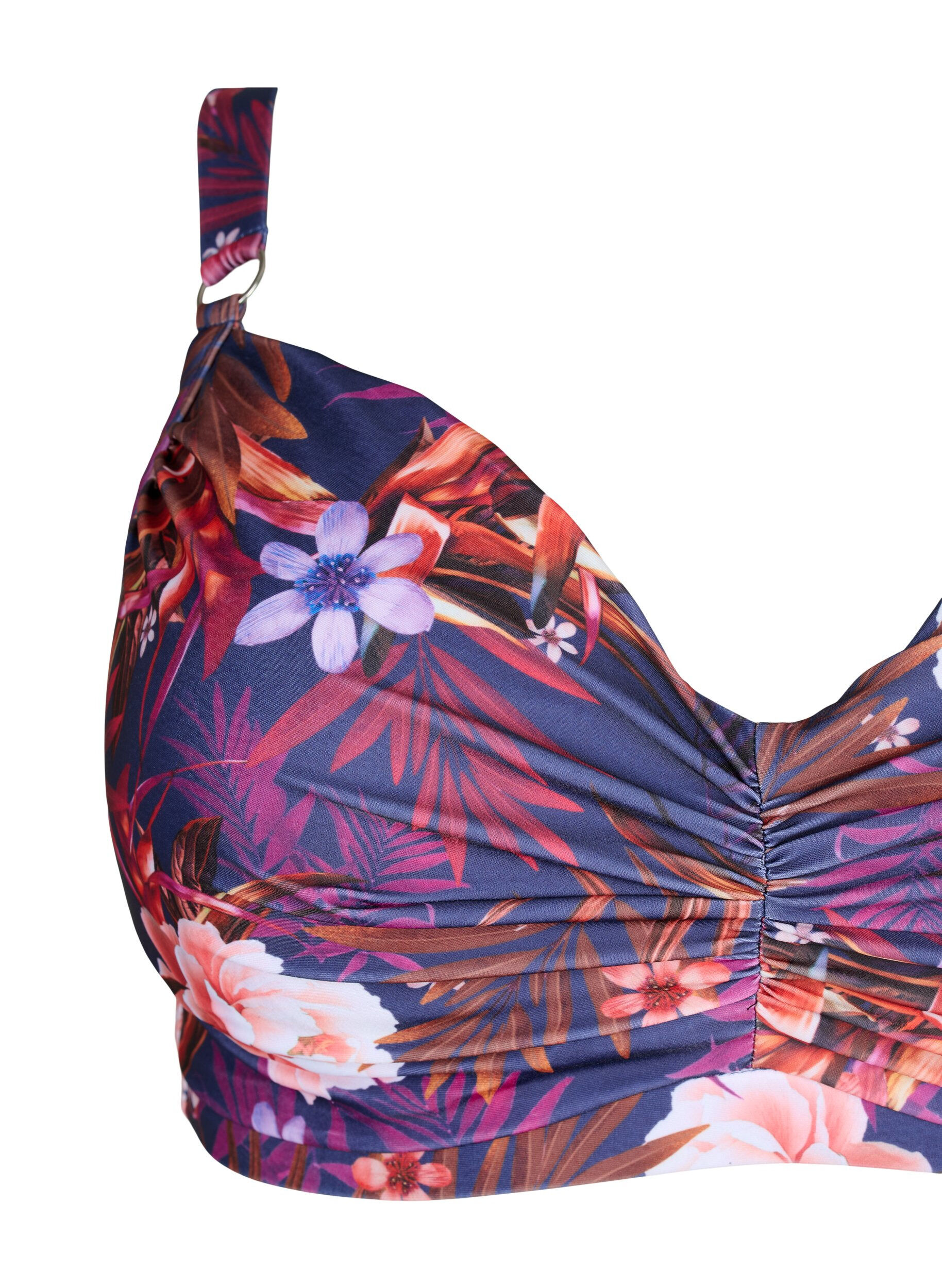 Zizzi Bikinibeh&aring; med tryck och bygel, Purple Flower, Packshot image number 2