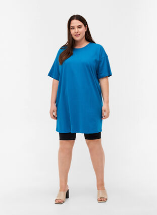 Lång t-shirt i bomull, Fjord Blue, Model image number 2