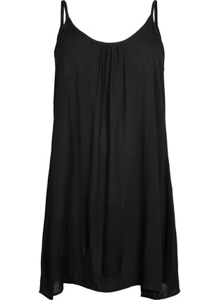 Enfärgad slipklänning i viskos, Black, Packshot image number 0