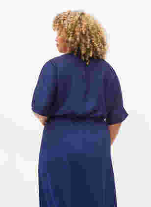 Kortärmad midiklänning med justerbar midja, Evening Blue, Model