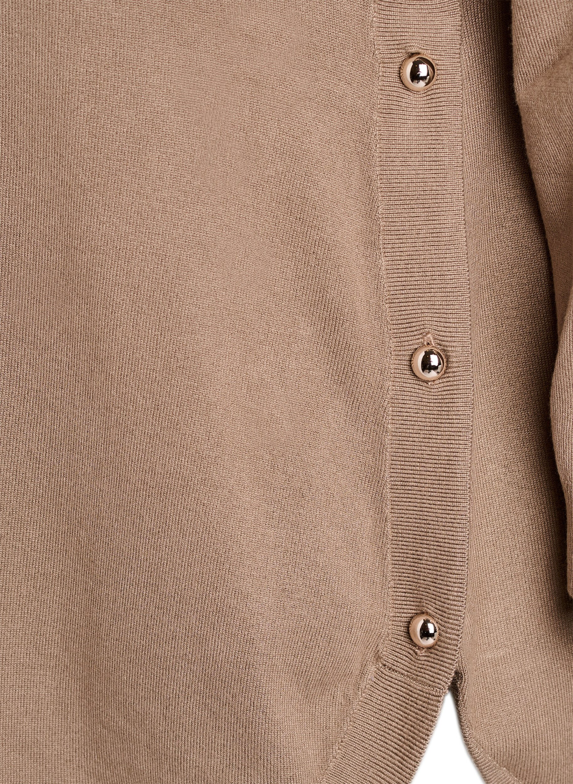 ZizziStickad blus med knappar i sidan, Beige, Packshot image number 3