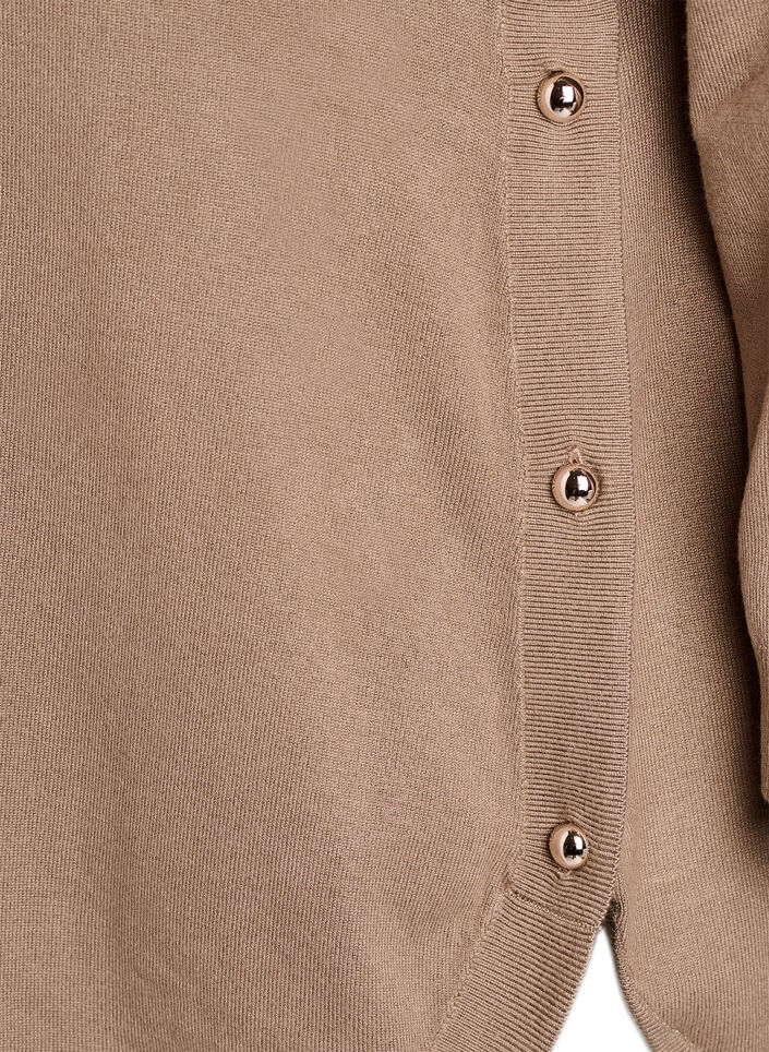 Stickad blus med knappar i sidan, Beige, Packshot image number 3