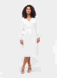 Omlottklänning med långa ärmar, Bright White, Model