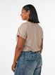 Randig t-shirt i viskos med rund halsringning, Beige, Model image number 2