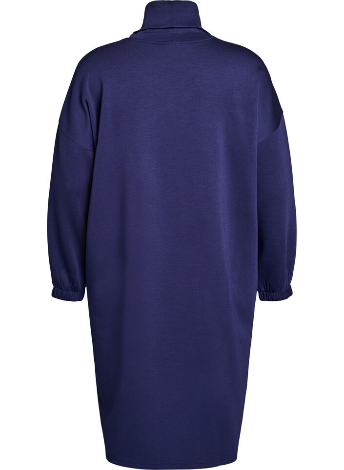 A-linjeformad klänning med polokrage, Blå, Packshot image number 1
