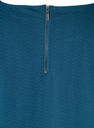 Blus med struktur och 3/4 ärmar, Majolica Blue, Packshot image number 3