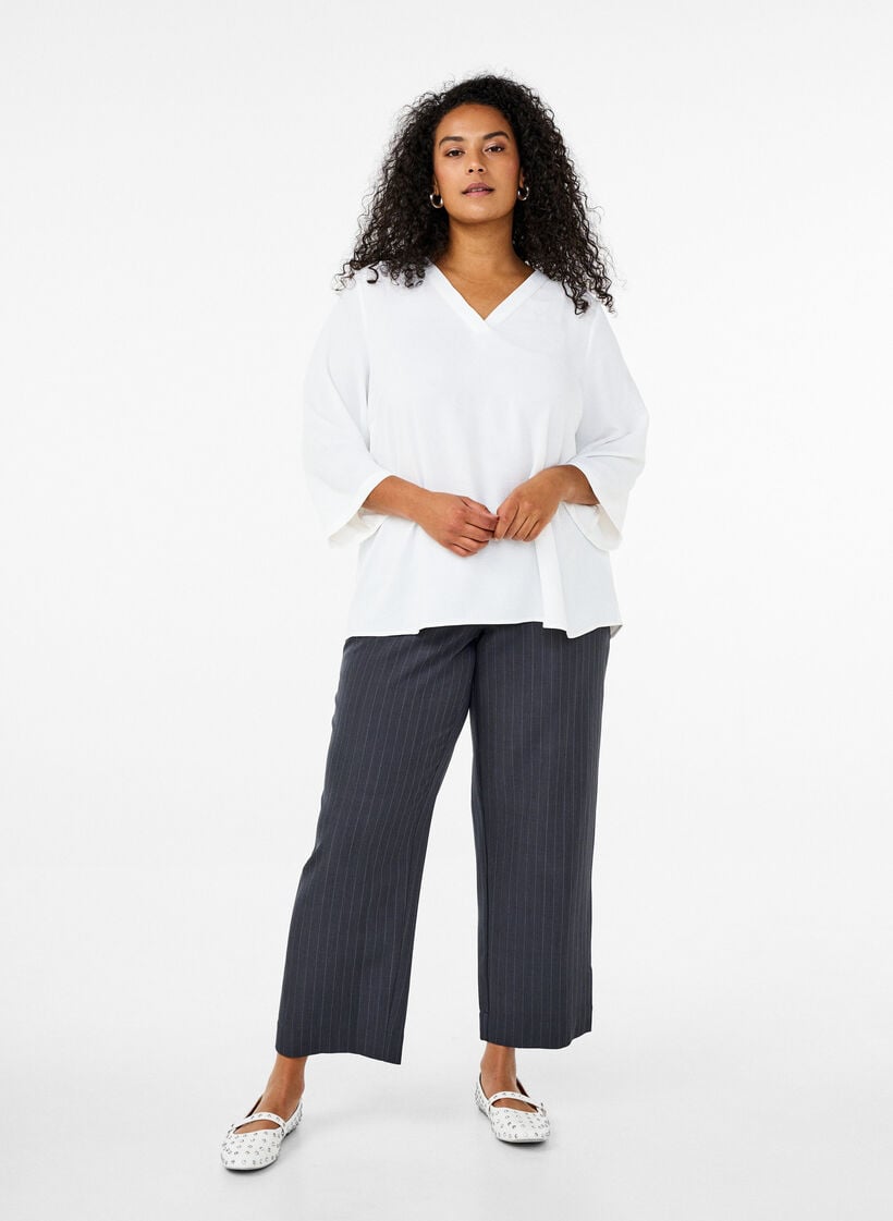 Blus med 3/4-&auml;rm, Vanilla, Model image number 1