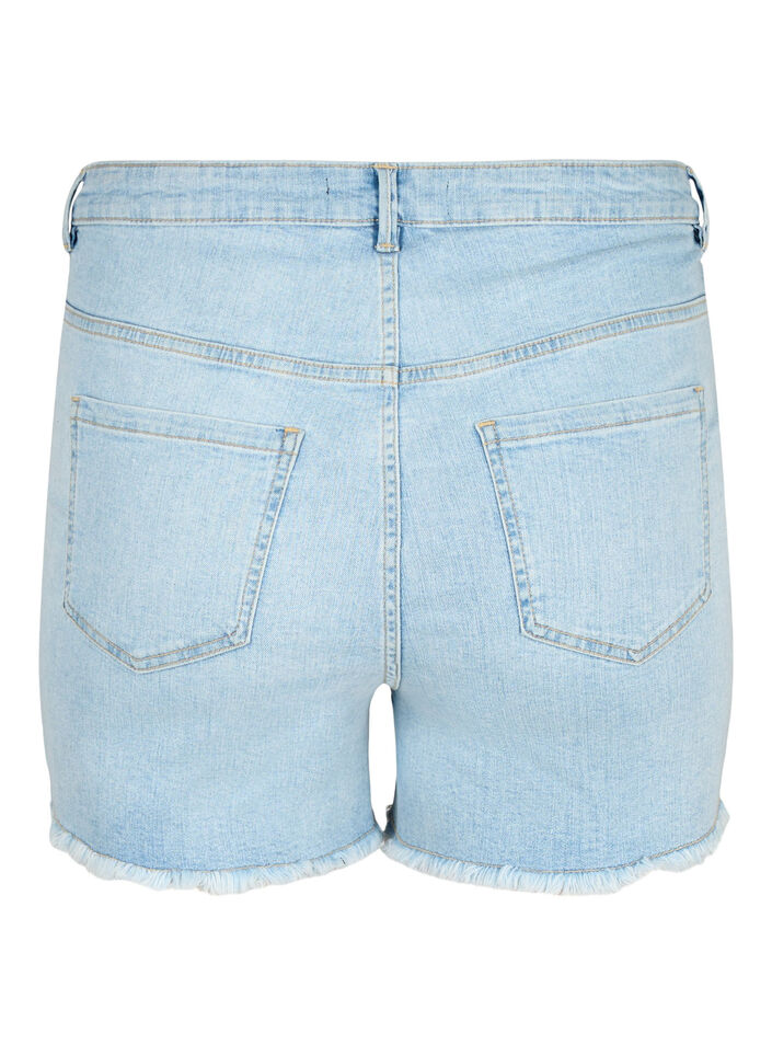 Jeansshorts med slitna detaljer, Light Blue Denim, Packshot image number 1