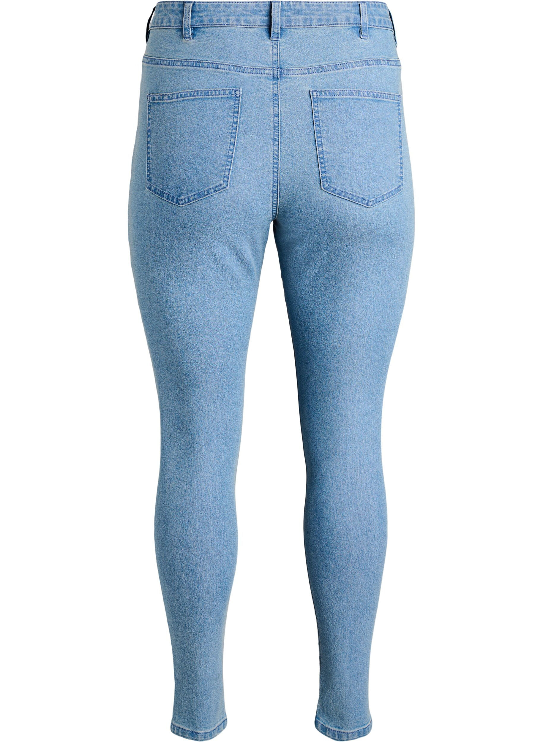ZizziAmy jeans med h&ouml;g midja och supersmal passform, Bl&aring;, Packshot image number 1