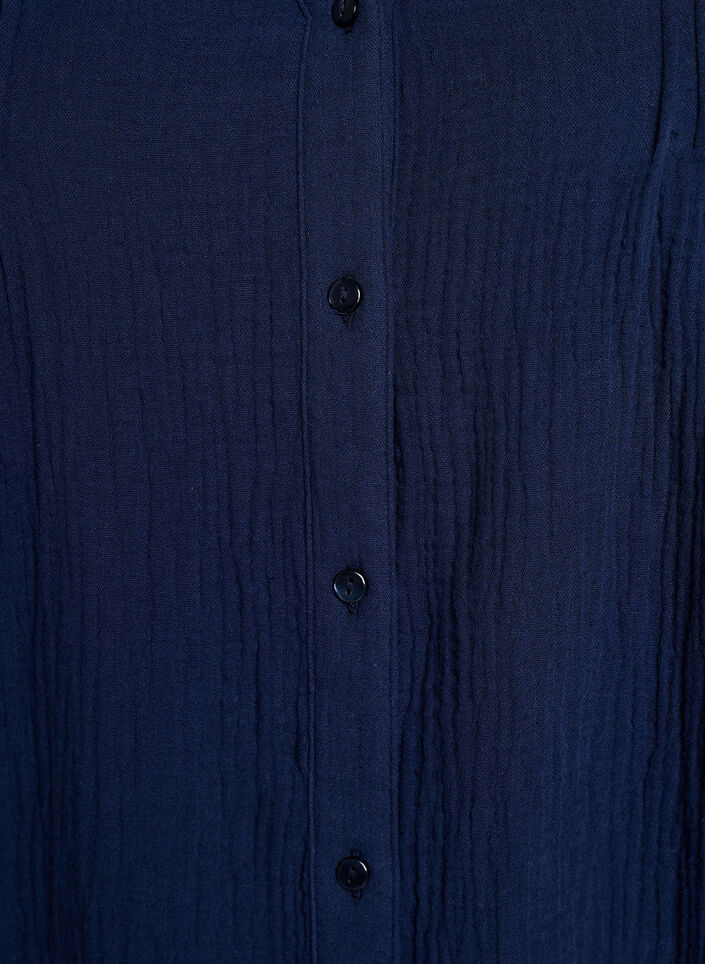 Blus i bomullsmuslin med broderade detaljer, Bl&aring;, Packshot image number 2