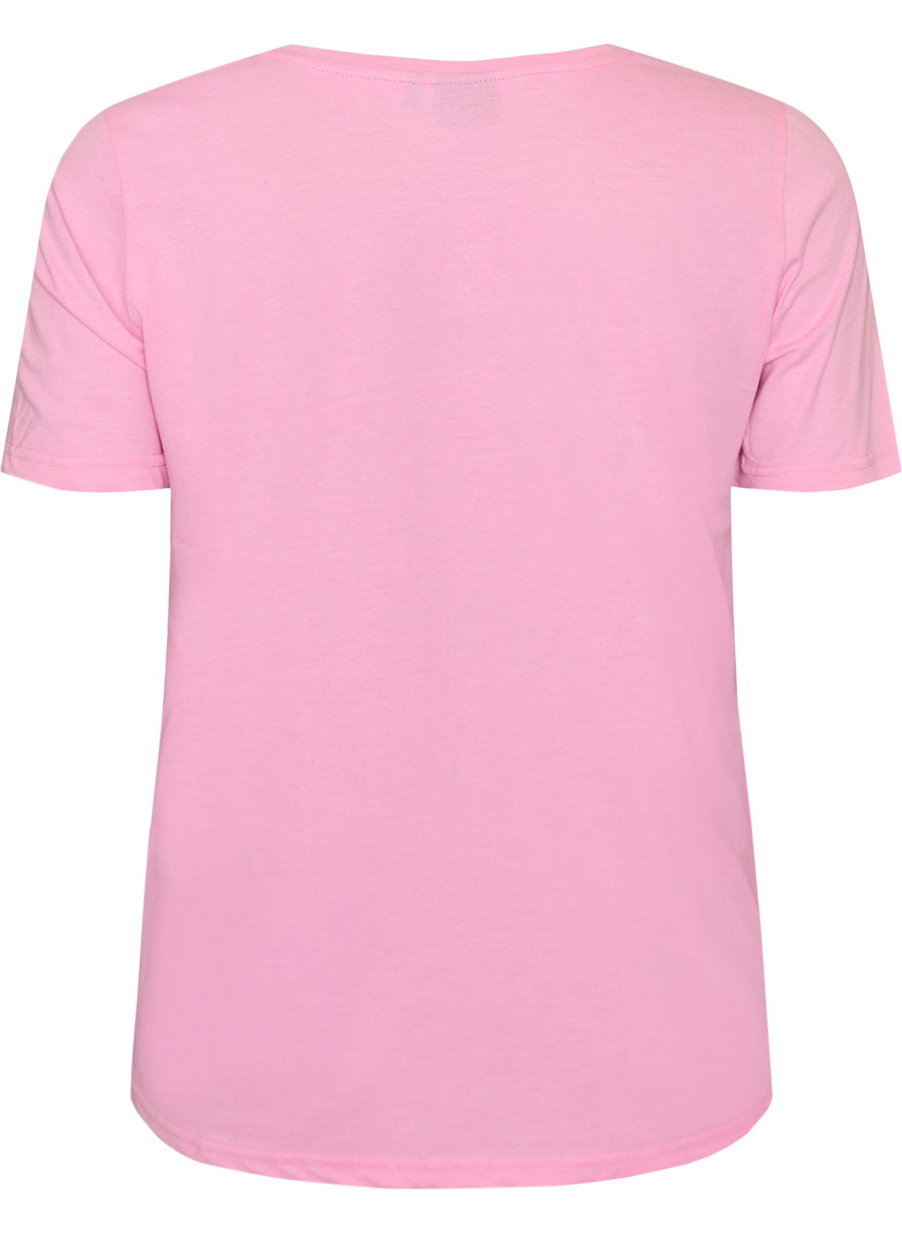 ZizziT-shirt med v-ringning, Rosa, Packshot image number 1